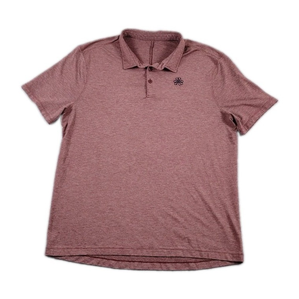 Lululemon Erin Hills Embroidered Performance Golf Polo Shirt Mens Sz LG Burgundy